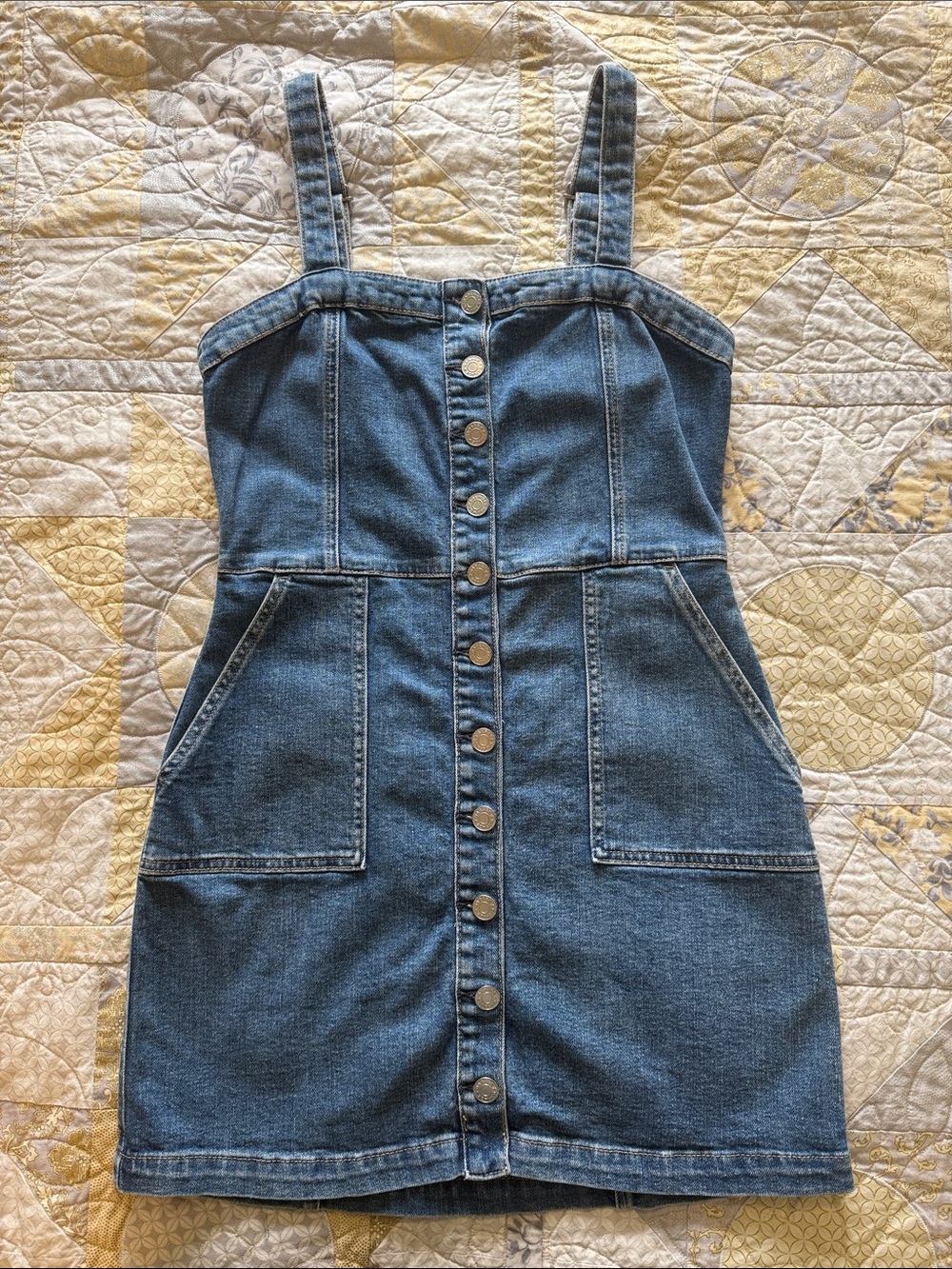 Garage Button-Front Denim Mini Dress with Pockets